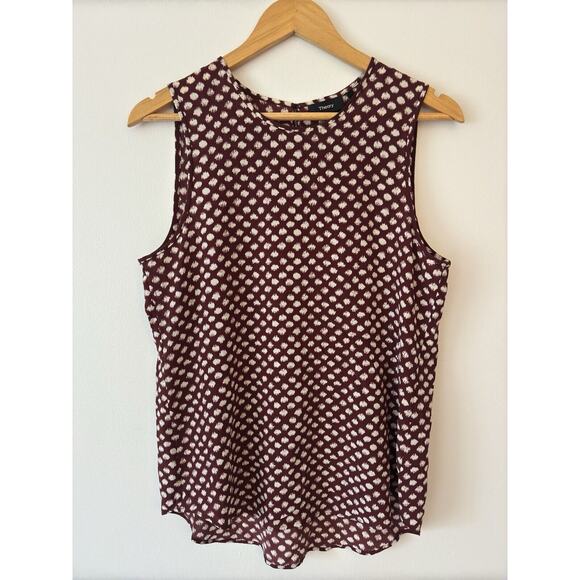 Theory Silk Bringam Painter Dot Sleeveless Shell Top Brown M - Picture 1 of 4